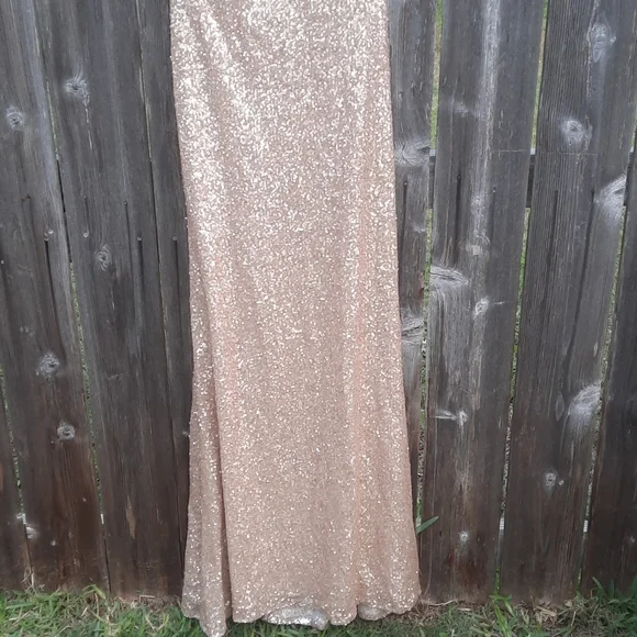 Sorella Vita SV Gold Sequin Dress Low Back Size 10 Gorgeous Gown Bridal Prom - Picture 13 of 16